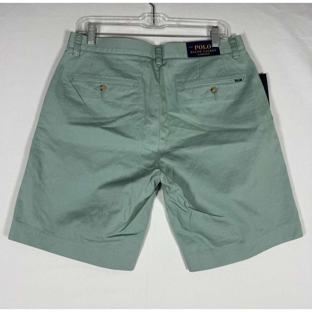 NWT Polo Ralph Lauren Shorts Men 32 Classic Fit 9" Chino Green Flat Front Preppy - Picture 2 of 7